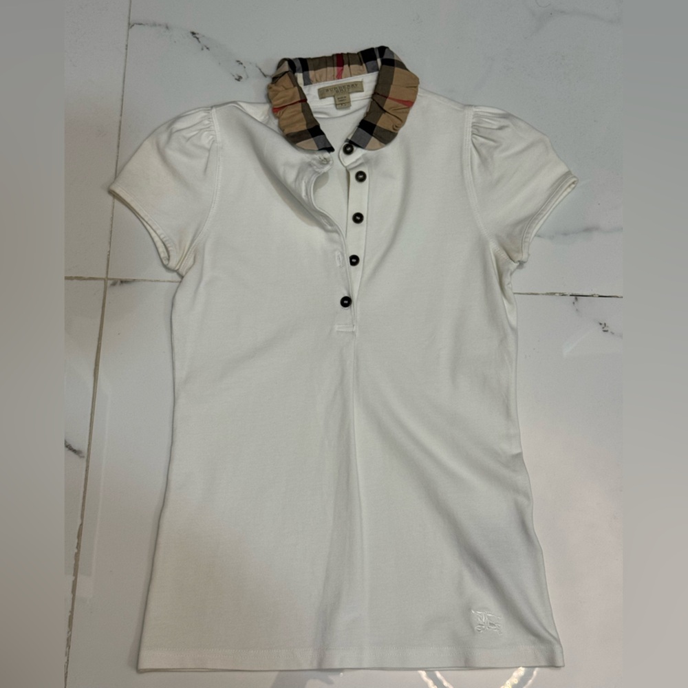 Burberry Ivory Shirt with Iconic Plaid Collar